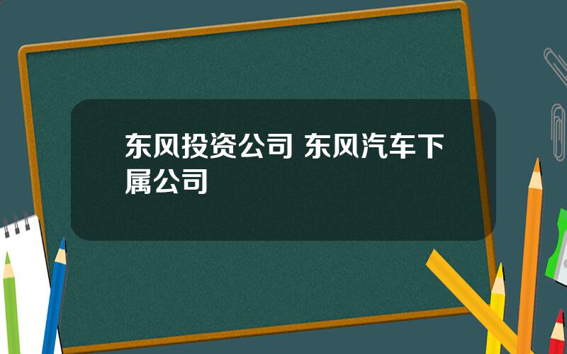 东风投资公司 东风汽车下属公司